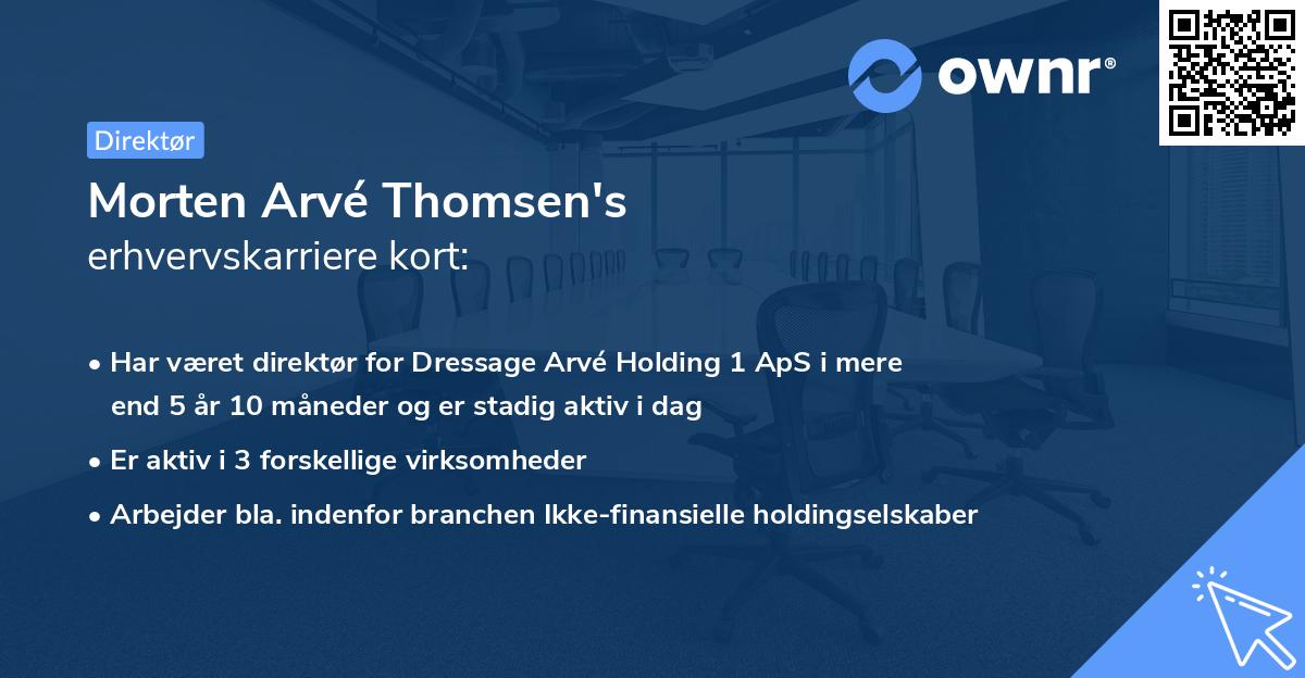 Morten Arvé Thomsen's erhvervskarriere kort