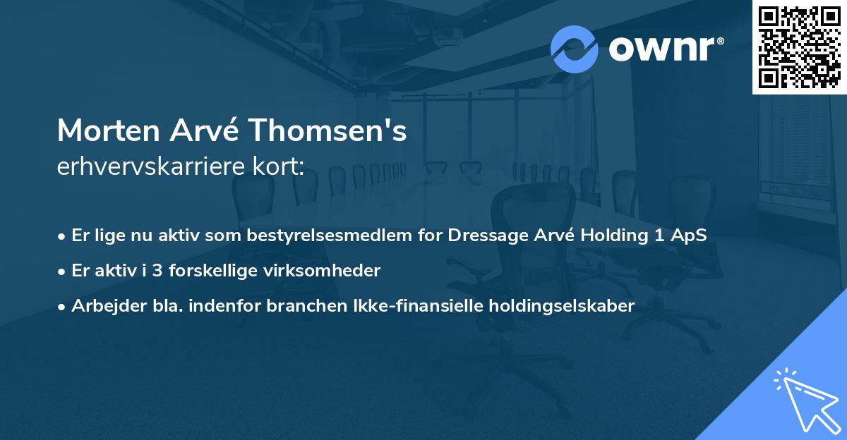 Morten Arvé Thomsen's erhvervskarriere kort