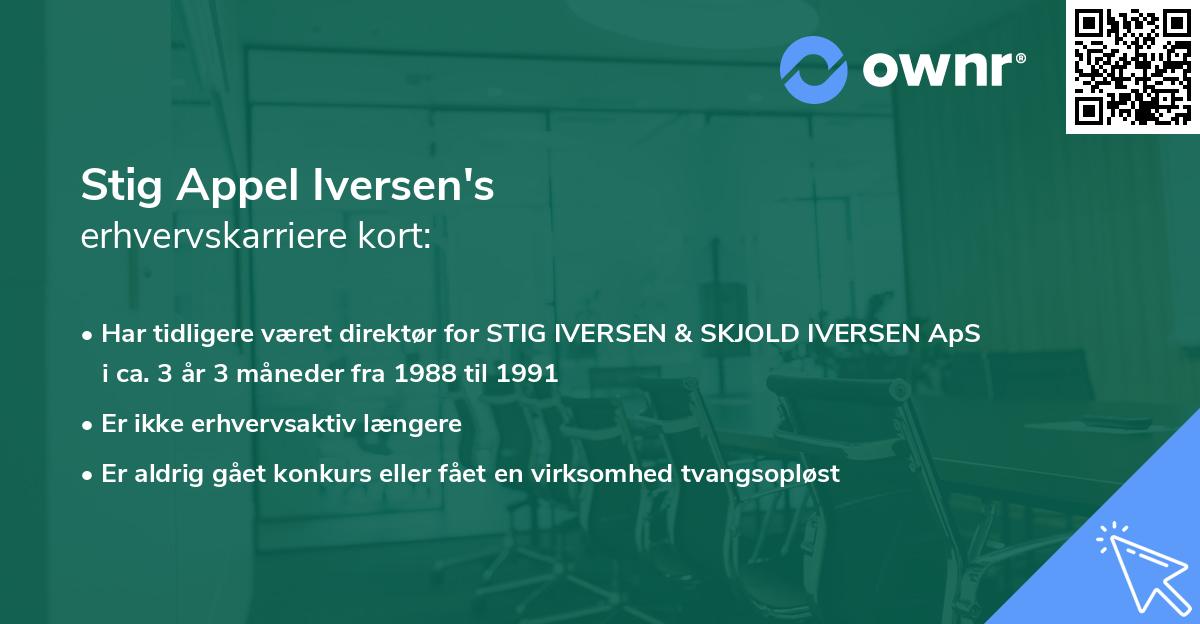 Stig Appel Iversen's erhvervskarriere kort
