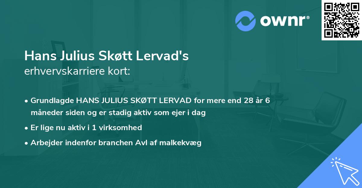 Hans Julius Skøtt Lervad's erhvervskarriere kort