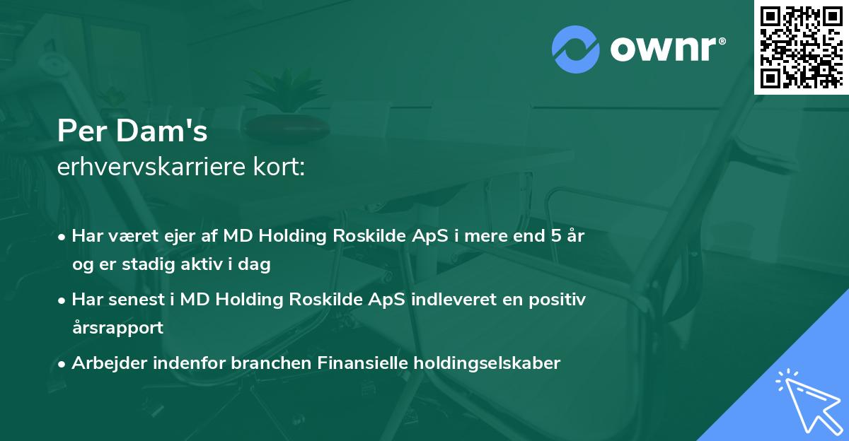 Per Dam's erhvervskarriere kort