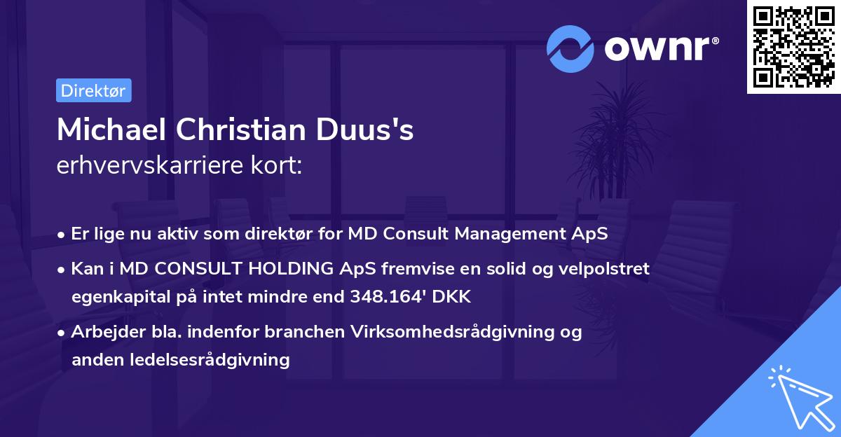 Michael Christian Duus's erhvervskarriere kort