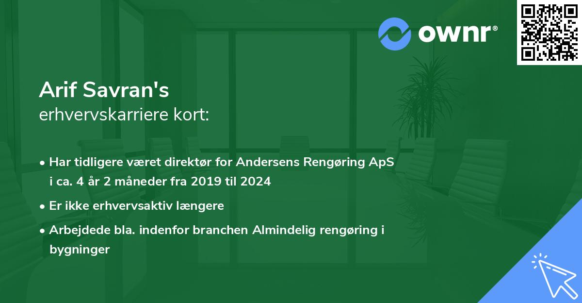 Arif Savran's erhvervskarriere kort