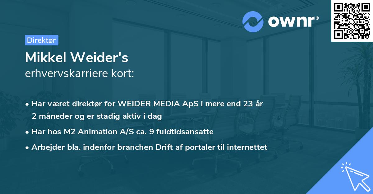 Mikkel Weider's erhvervskarriere kort
