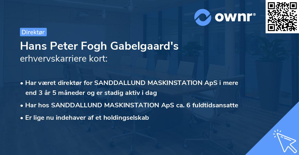 Hans Peter Fogh Gabelgaard's erhvervskarriere kort