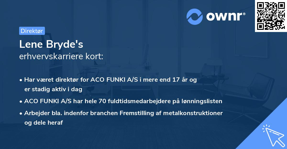 Lene Bryde's erhvervskarriere kort