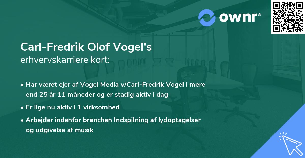 Carl-Fredrik Olof Vogel's erhvervskarriere kort