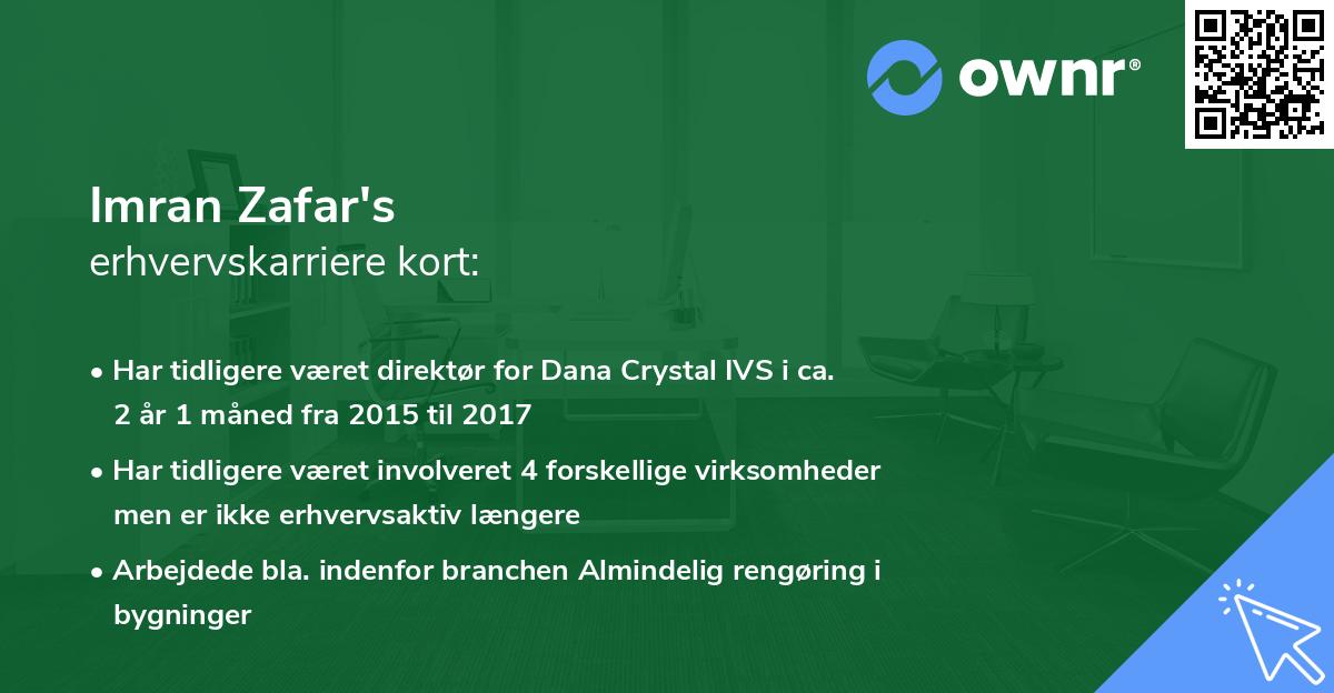 Imran Zafar's erhvervskarriere kort