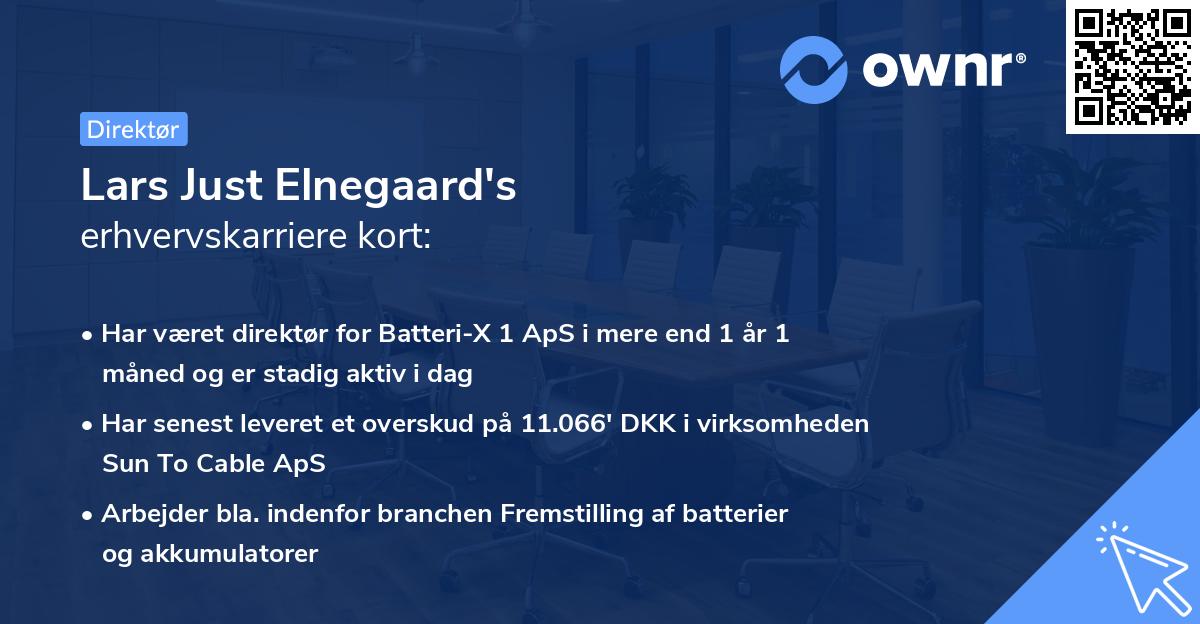 Lars Just Elnegaard's erhvervskarriere kort