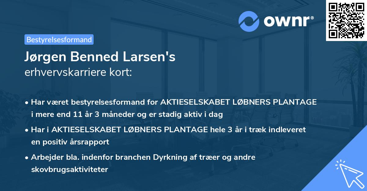 Jørgen Benned Larsen's erhvervskarriere kort