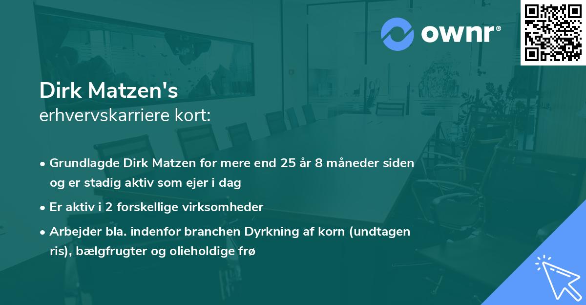Dirk Matzen's erhvervskarriere kort