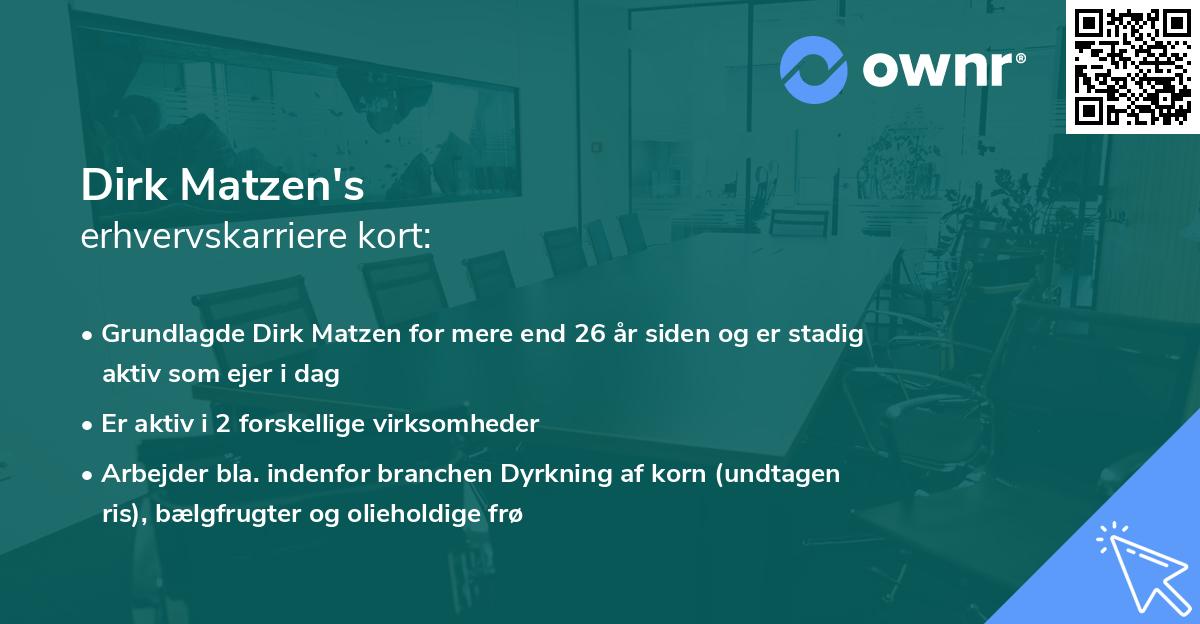 Dirk Matzen's erhvervskarriere kort