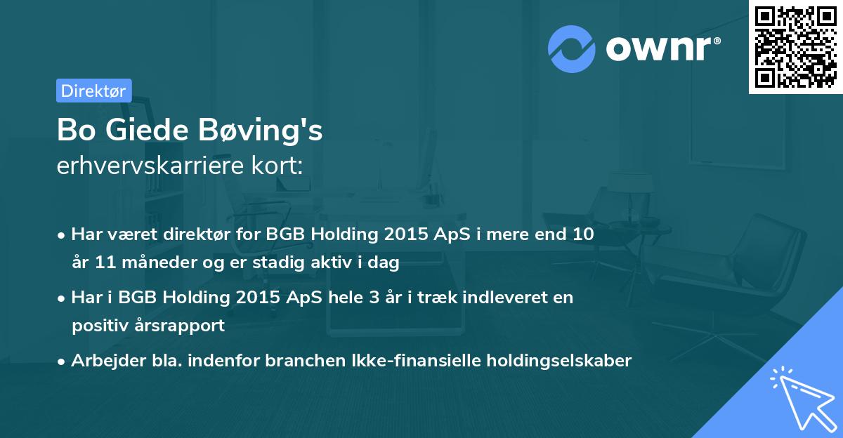 Bo Giede Bøving's erhvervskarriere kort