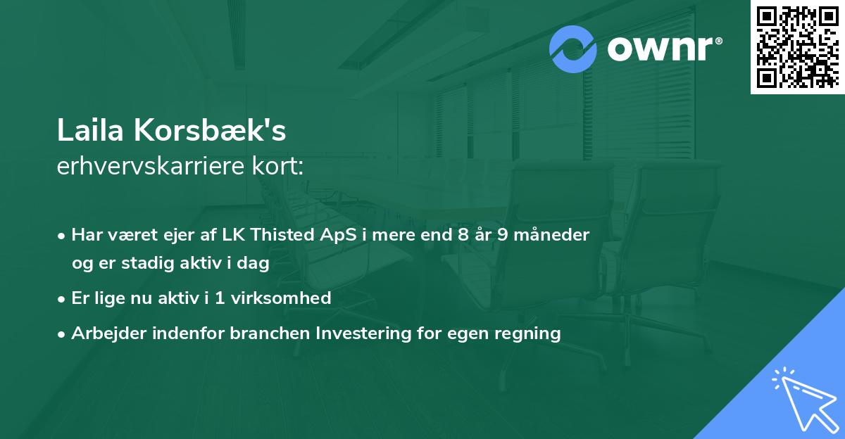 Laila Korsbæk's erhvervskarriere kort