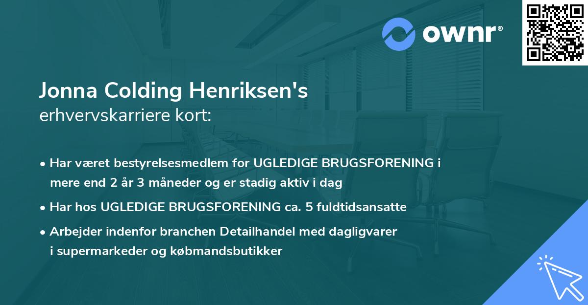 Jonna Colding Henriksen's erhvervskarriere kort