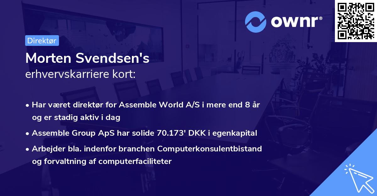 Morten Svendsen's erhvervskarriere kort