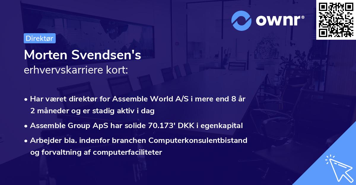 Morten Svendsen's erhvervskarriere kort