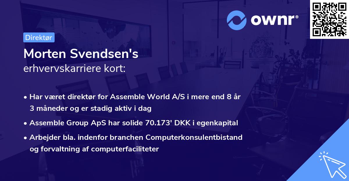 Morten Svendsen's erhvervskarriere kort
