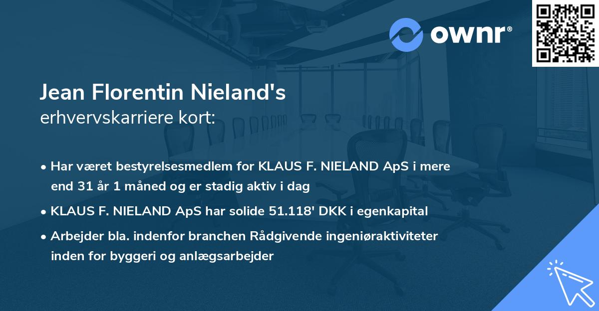 Jean Florentin Nieland's erhvervskarriere kort