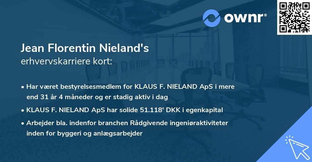 Jean Florentin Nieland's erhvervskarriere kort