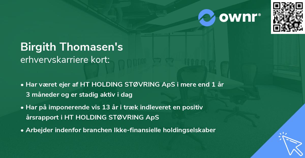 Birgith Thomasen's erhvervskarriere kort