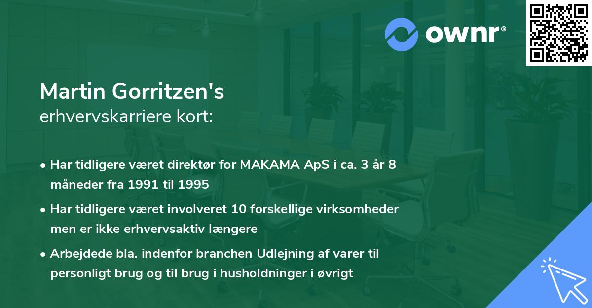 Martin Gorritzen's erhvervskarriere kort