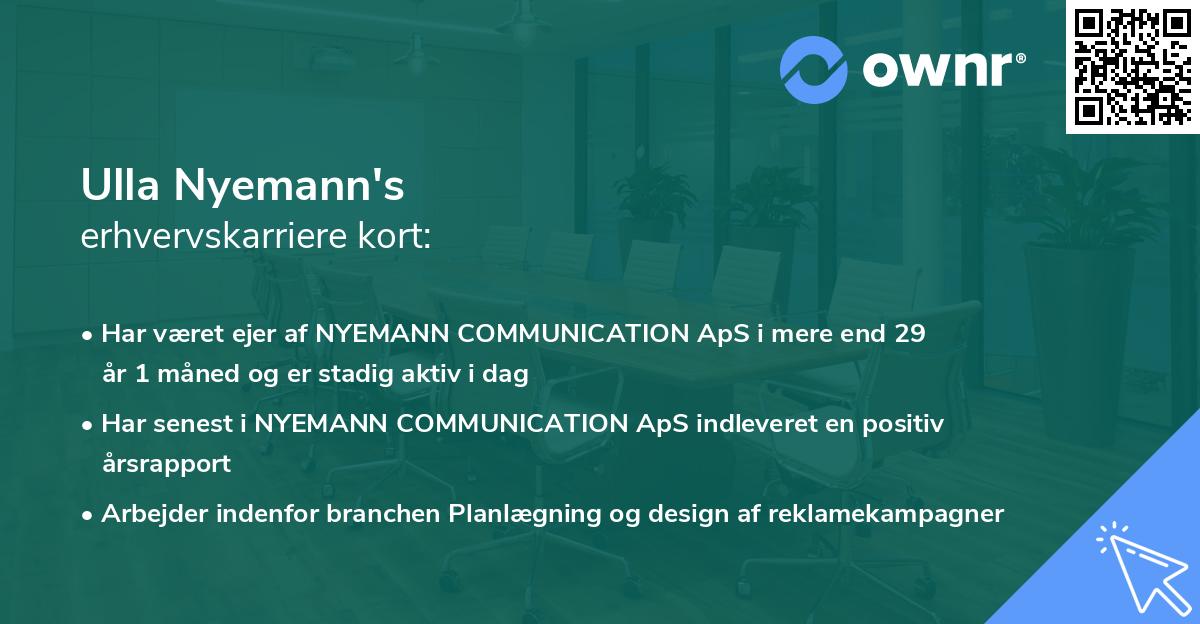 Ulla Nyemann's erhvervskarriere kort