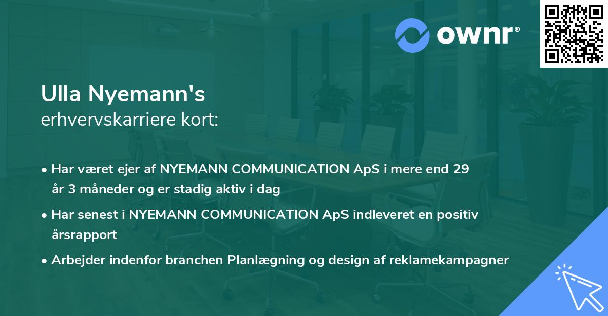 Ulla Nyemann's erhvervskarriere kort