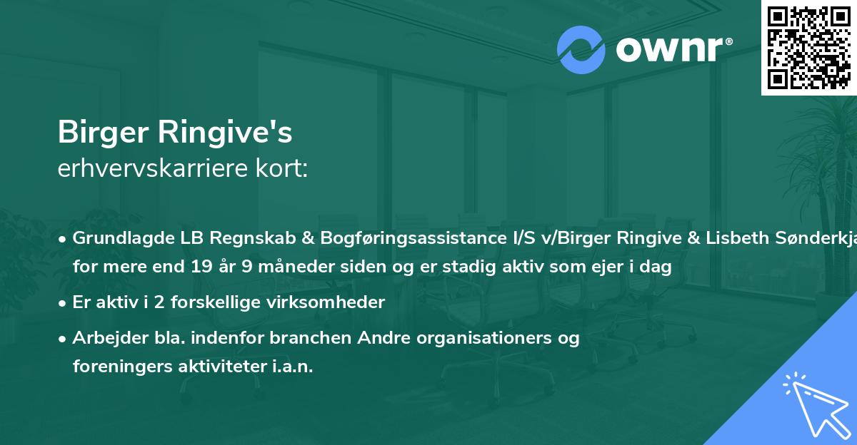 Birger Ringive's erhvervskarriere kort