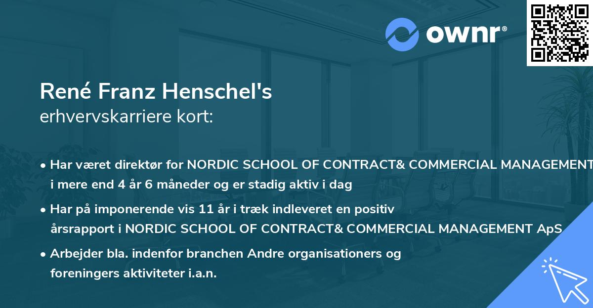 René Franz Henschel's erhvervskarriere kort