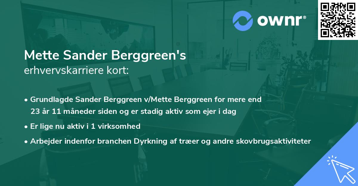 Mette Sander Berggreen's erhvervskarriere kort