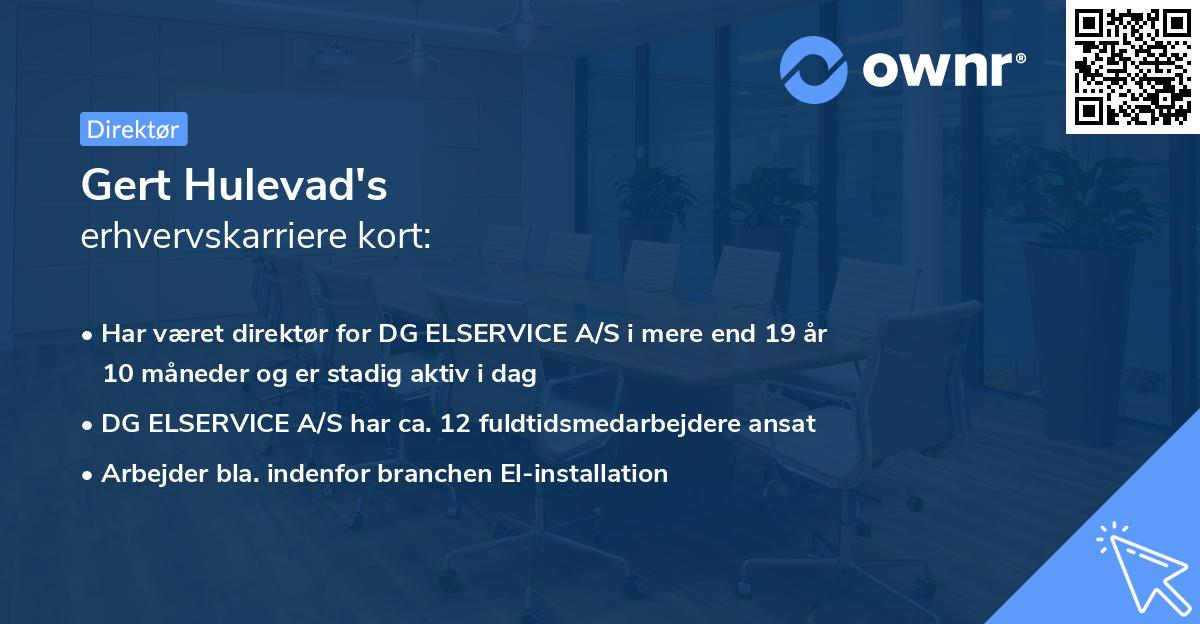 Gert Hulevad's erhvervskarriere kort