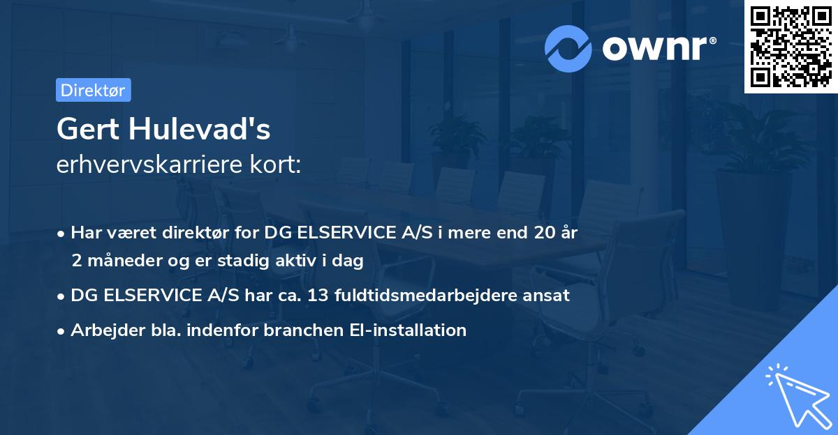 Gert Hulevad's erhvervskarriere kort