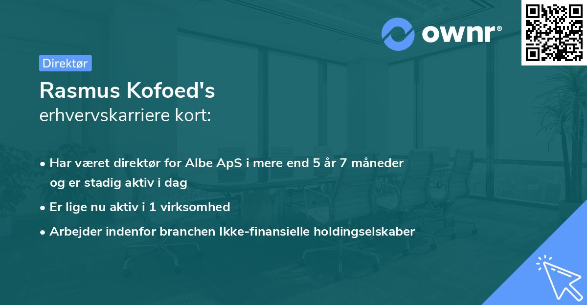 Rasmus Kofoed's erhvervskarriere kort