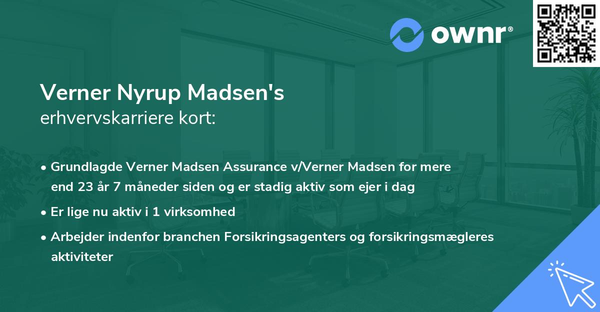 Verner Nyrup Madsen's erhvervskarriere kort