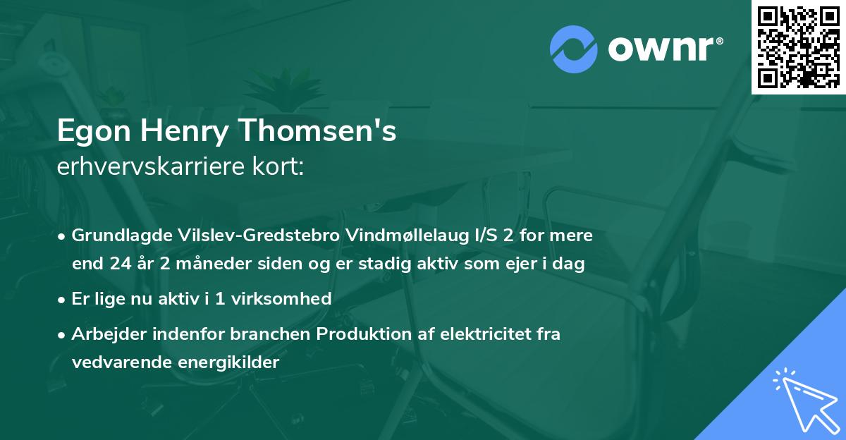 Egon Henry Thomsen's erhvervskarriere kort