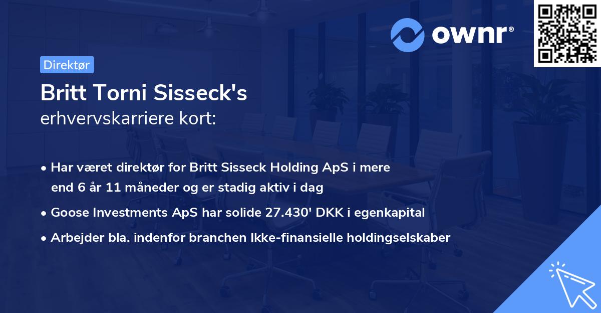 Britt Torni Sisseck's erhvervskarriere kort