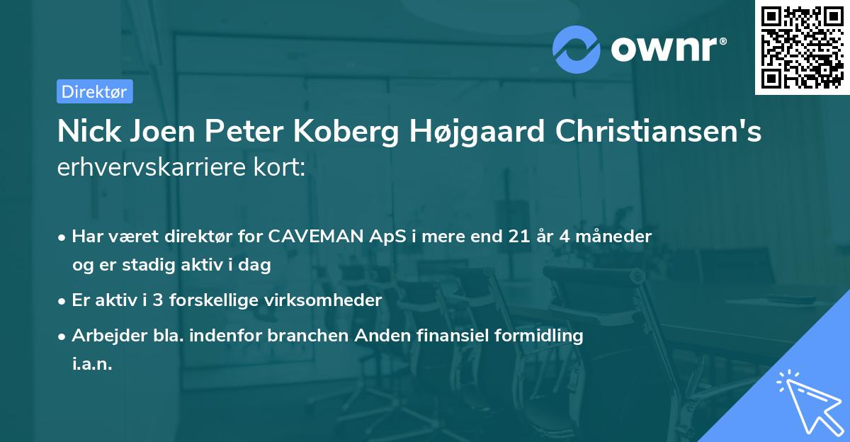 Nick Joen Peter Koberg Højgaard Christiansen's erhvervskarriere kort