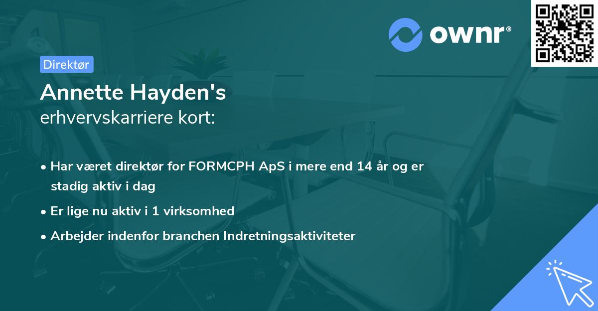 Annette Hayden's erhvervskarriere kort