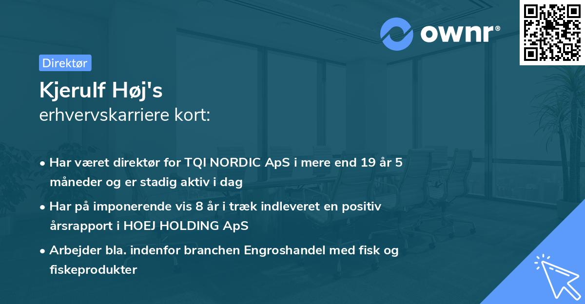 Kjerulf Høj's erhvervskarriere kort