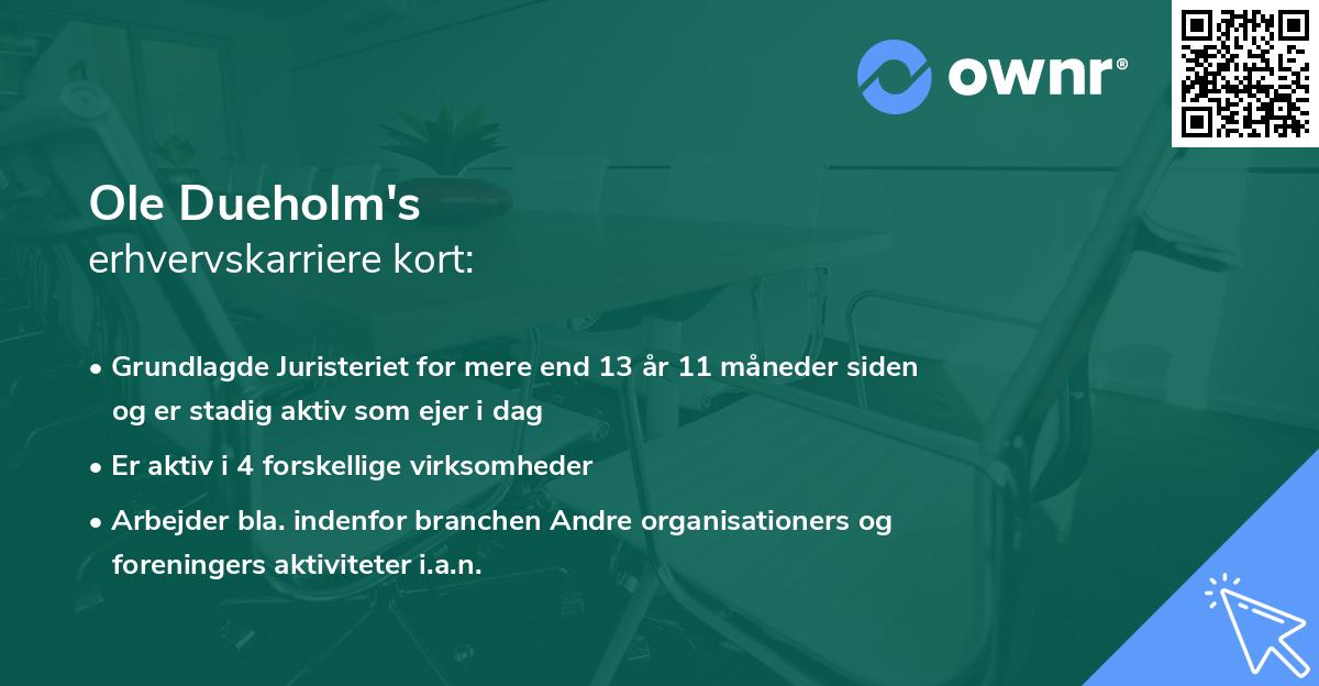Ole Dueholm's erhvervskarriere kort