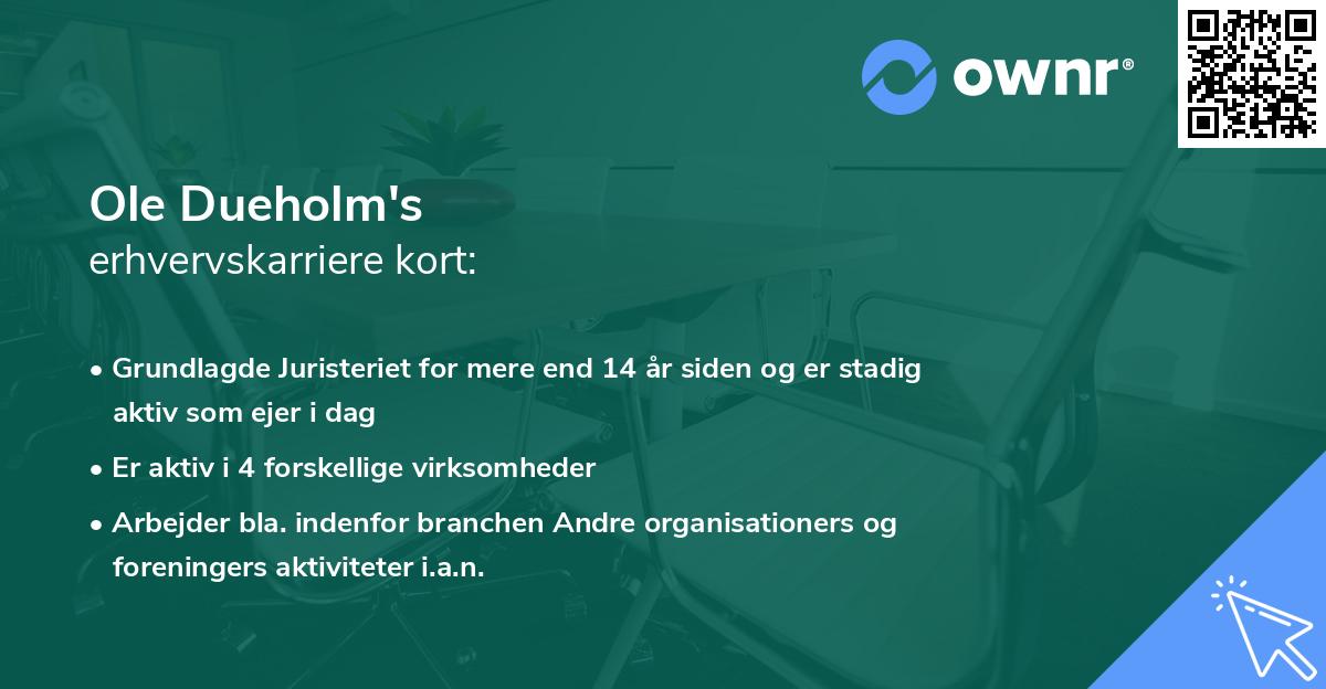 Ole Dueholm's erhvervskarriere kort