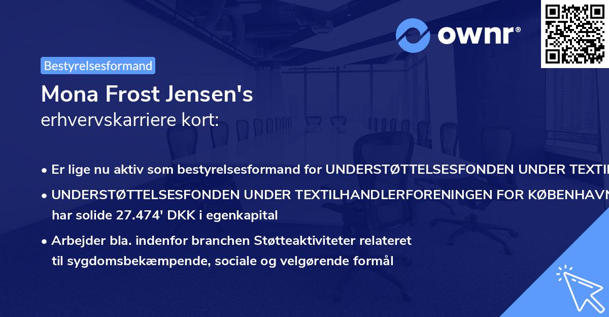 Mona Frost Jensen's erhvervskarriere kort