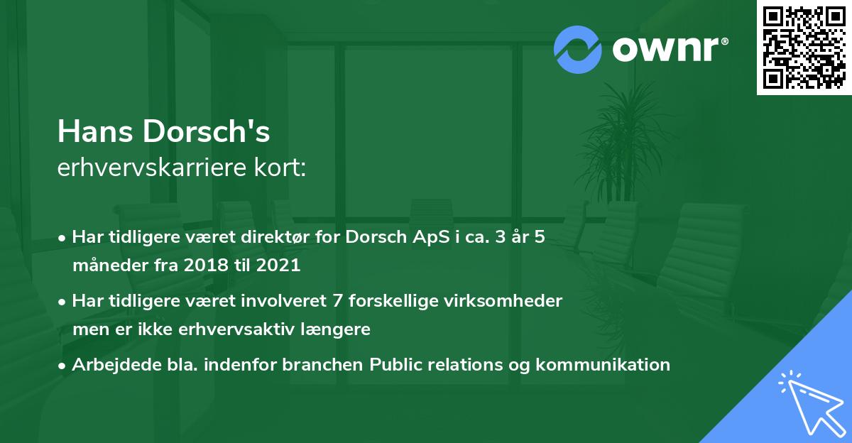Hans Dorsch's erhvervskarriere kort