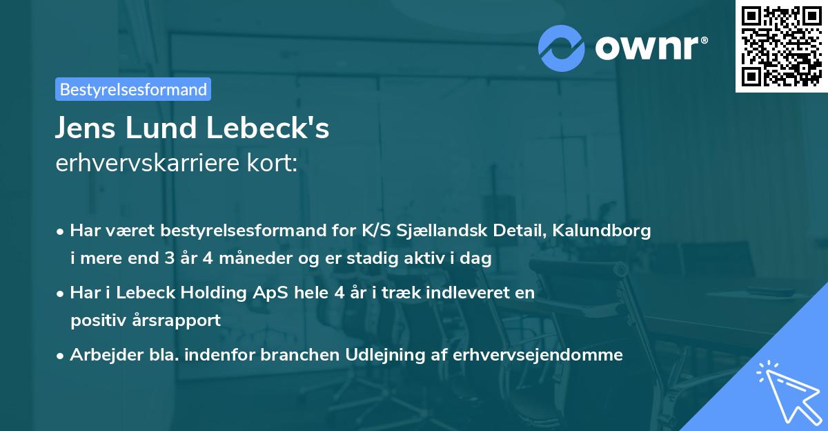 Jens Lund Lebeck's erhvervskarriere kort