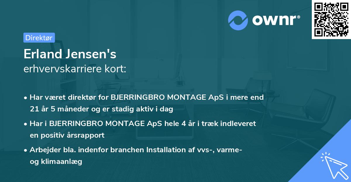 Erland Jensen's erhvervskarriere kort