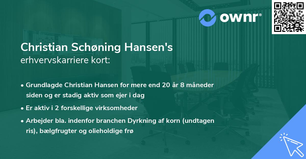 Christian Schøning Hansen's erhvervskarriere kort