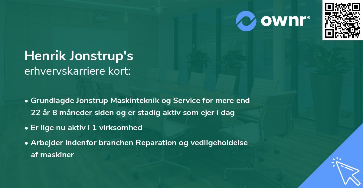 Henrik Jonstrup's erhvervskarriere kort