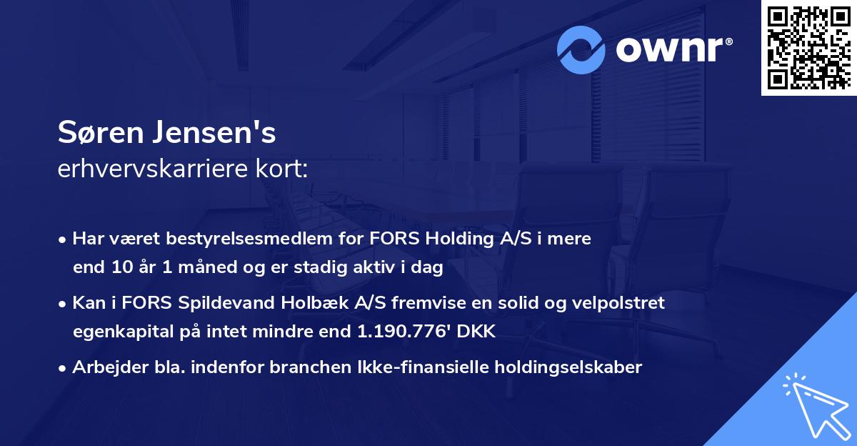 Søren Jensen's erhvervskarriere kort