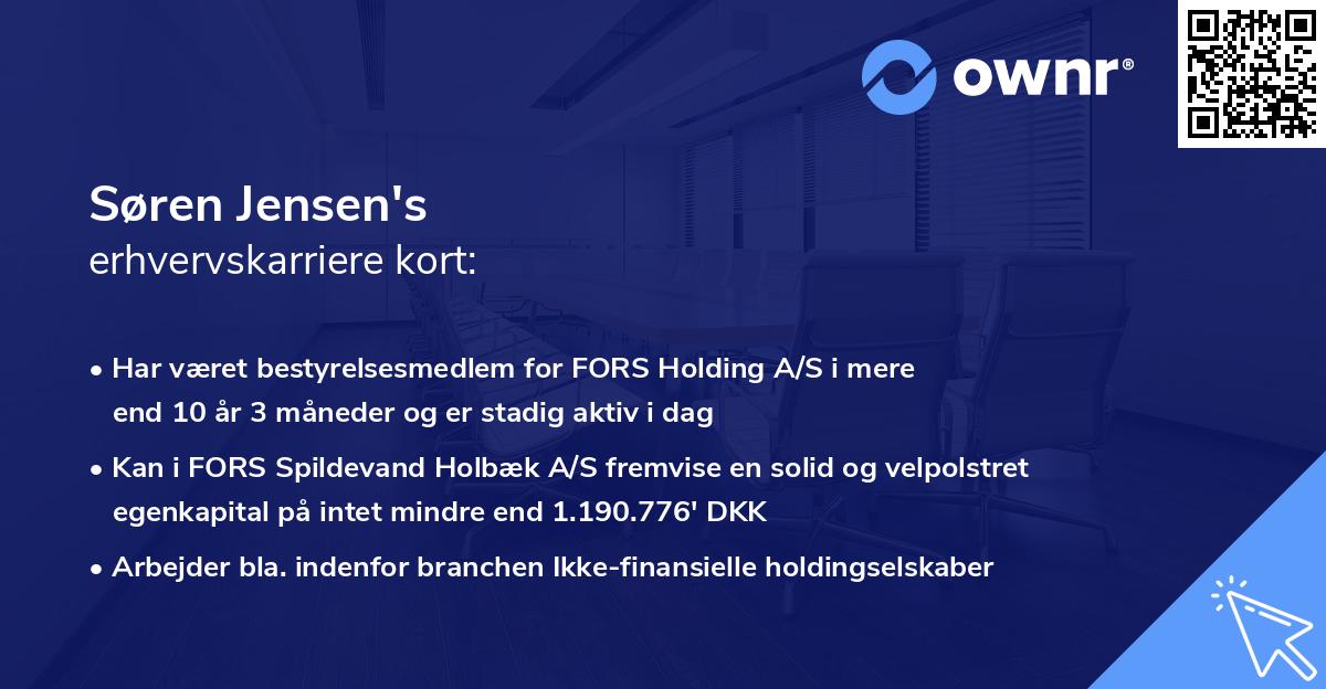 Søren Jensen's erhvervskarriere kort